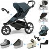 Set 10v1 Thule Urban Glide 3 Dark Slate s magnetickou sponou + madlo + vanička Soft Beige + pláštenky a moskytiéry Thule + Autosedačka Thule Maple Mid blue s ISOFIX základňou Thule Alfi a adaptérmi