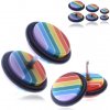 Šperky eshop - Fake piercing do ucha s pruhovanými akrylovými valčekmi PC32.26 - Veľkosť hlavičky: 10 mm