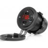 AMiO - Vodotesná telefónna nabíjačka so spínačom ČERVENÝ LED indikátor digitálny voltometer 2xUSB C 12/24V 04226