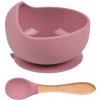Martons SET - silikonová miska Classic s prísavkou + lyžička Dark Pink