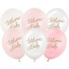 Balóny „Welcome Baby“. ružovo-biely mix, PartyDeco, 12