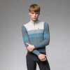 ALÉ Cyklistický dres s dlhým rukávom zimný - WOOL LINE - modrá/šedá