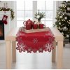 Obrus Vianočný, Čarovné vločky, červený 40 x 140 cm