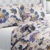 Biante Bavlnené posteľné obliečky Sandra SA-539 Modro-fialové orientálne kvety na svetlo béžovom Predĺžené 140x220 a 70x90 cm