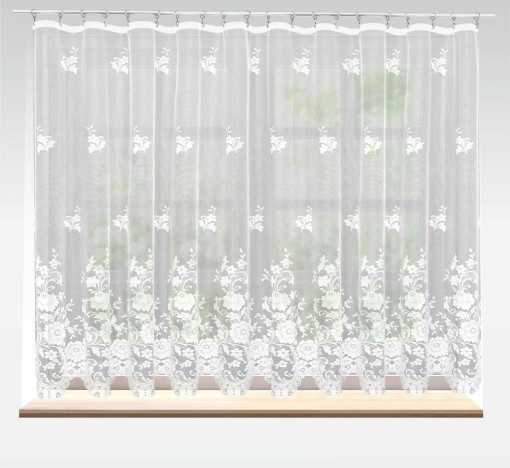 Záclona žakárová alebo balkónový komplet, Florella metráž, biela 130 cm