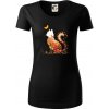 Kvetinová mačka a motýľ - Dámske tričko z organickej bavlny Origin (GOTS) - 2XL ( Čierna )
