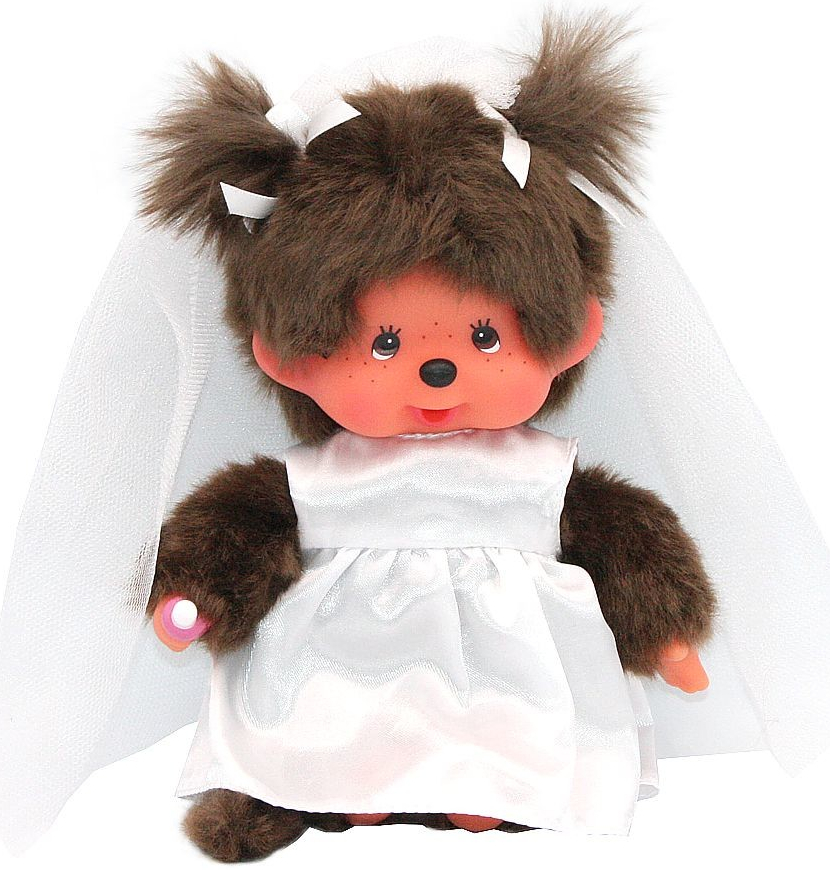 Sekiguchi Nevesta | bábika Monchhichi | v svadobných šatách a závoji 20 cm