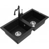 MEXEN/S MEXEN/S - Mario granitový drez 2-bowl vrátane batérie Carla, čierna 6504-77-670700-70