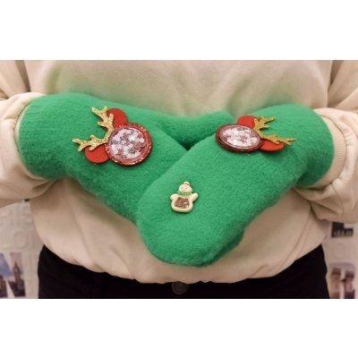 Monnie dámske zelené mohérové rukavice sobík