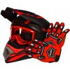 Prilba Okuliare Rukavice na Kolobežku Cross Enduro Štvorkolka BMX MTB Červená L