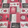 Vianočná dekoračná látka CHRISTMAS GIFT červenosivá 140 cm