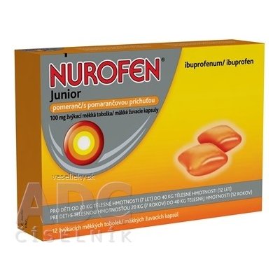 NUROFEN Junior s pomarančovou príchuťou 100 mg (cps mdl 100 mg (blis.PVC/PE/PVDC/Al) 1x12 ks)