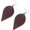 Korkové náušnice v tvare listu - Hnedé