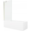 MEXEN/S - Cubik obdĺžniková vaňa 150 x 70 cm s panelom + vaňová zástena 80, transparent, zlatá 550315070X9508000050