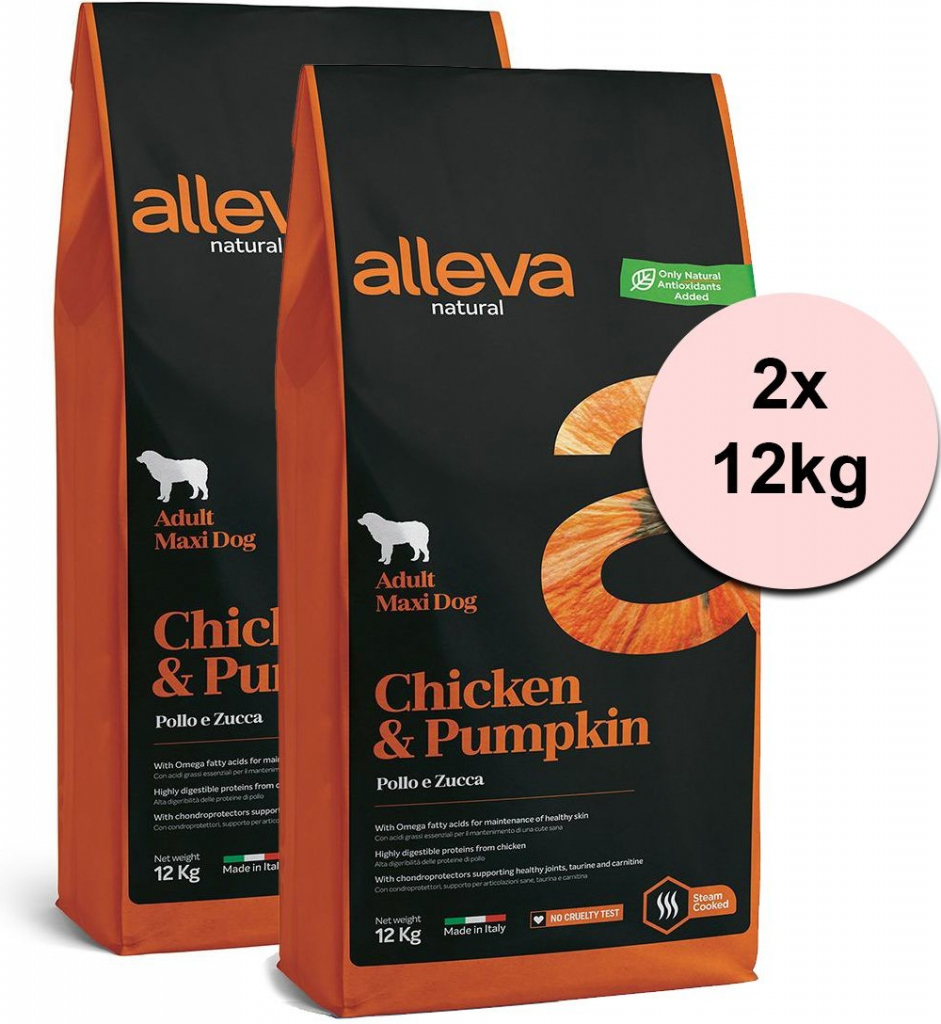 Alleva Natural Adult Maxi Chicken and Pumpkin 2 x 12 kg