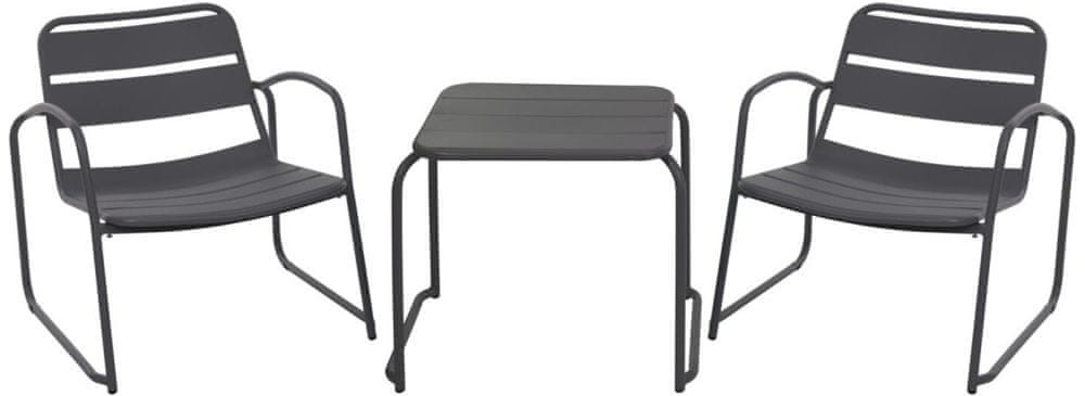 PROGARDEN KO-X16000010 Záhradný stôl + 2 stoličky čierná