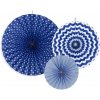PartyDeco Dekoračné rozety námornícka modrá 3 ks