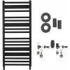 CERANO - Kúpeľňový radiátorový set Enrico - ústredné vykurovanie - bočné pripojenie - 559W - čierna matná - 1210x550 mm CER-663331
