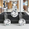 MSPERK Sada šperkov s krištáľmi Swarovski náušnice a prívesok biele okrúhle Ag 925/1000 Rh 3 g