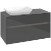 VILLEROY & BOCH Collaro závesná skrinka pod umývadlo na dosku (umývadlo vľavo), 2 zásuvky, s LED osvetlením, 1000 x 500 x 548 mm, Glossy Grey, C110B0FP