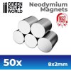 Green Stuff World Neodymium Magnets 8x2mm - 50 units (N52) / Neodymové magnety 8x2mm 50ks