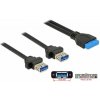 Delock USB kábel USB zásuvka na dosku, USB-A zásuvka, USB-A zásuvka 0.80 m čierna 85244; 85244