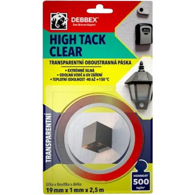 Debbex High Tack Clear Obojstranná priehľadná páska 19 mm x 1 mm x 2,5 m
