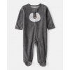 CARTER'S Overal na zips fleece Sleep & Play grey Penguin uni