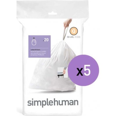 Simplehuman CW0176-5 Vrecká do odpadkového koša 50-65 litrové Typ Q biele zaťahovacie 100ks