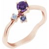 Eppi Fialový cluster prsteň s ametystom a drahokamami Roche R46155