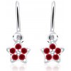 Duppi | Detské náušnice hviezdičky | DU 70567 | z bieleho zlata s kamienkami rubínovo červenými | zapínanie brizúra