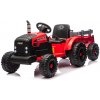 Detský elektrický traktor s vlečkou Megacar CH9959B,plastové sedadlo, EVA kolesá, predné LED svetlá, USB, Bluetooth, 2x120W, 24V 9Ah, červený