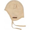 Detská čiapka s uškami z merino vlny Geggamoja béžová