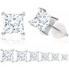 Šperky eshop - Strieborné náušnice 925 - hranatý číry zirkón, štvorcový kotlík, puzetka T08.09 - Veľkosť zirkónu: 3 mm