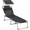 SONGMICS Záhradné ležadlo so strieškou Sloan čierne