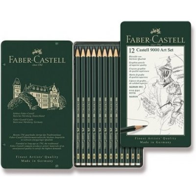 Grafitová ceruzka Faber-Castell Castell 9000 Art Set 12 ks, plechová krabička
