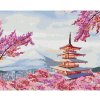 Diamondi Diamantové maľovanie - JAPONSKO CHRÁM A RUŽOVÉ KVETY Rámovanie: vypnuté plátno na rám, Rozmer: 40x50 cm