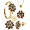 A-B Jewelry set Poinsettia with moldavite and garnets in yellow gold 200000101