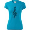 Husľový kľúč z nôt - Dámske Fantasy športové (dresovina) - M ( Svetlý tyrkys )