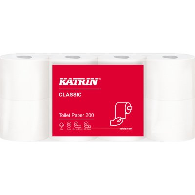 Toaletný papier 2-vrstvový KATRIN Classic Toilet 200, návin 23,4 m (8 ks), TIP