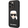 Silikónové puzdro Karl Lagerfeld na Apple iPhone 14 Pro Max KLHMP14XSLKHBK Liquid Silicone Karl Head MagSafe čierne