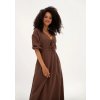 I love milk Liliane – hnedé midi mušelínové šaty s viazaním M