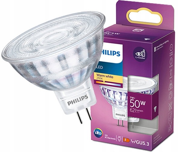 Philips 8718699773977 LED žiarovka 1x7W GU5,3 621lm 2700K teplá biela, bodová, Eyecomfort