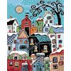 zuty Maľovanie podľa čísel - Farebné domčeky v zime, 80x100 cm, vypnuté plátno na rám (8596530031994)