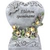 Solárny náhrobný kameň S láskou spomíname srdce s holubicou a kvetmi 16cm