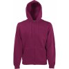 Fruit of the Loom Mikina Premium Hooded Sweat Jacket s kapucí COT-16203437003 L Burgundová