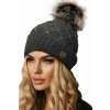 Fashionweek Dámska zimná čiapka s brmbolcom flísová podšívka JENOT WOOLK CRYSTAL Farba: grafit, Veľkosť: Universal