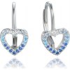 MINET JMAS0235AE00 - Strieborné náušnice srdiečka so zirkónmi v modrých odtieňoch