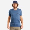 Forclaz pánske trekingové tričko Travel 500 s krátkym rukávom z vlny merino modré