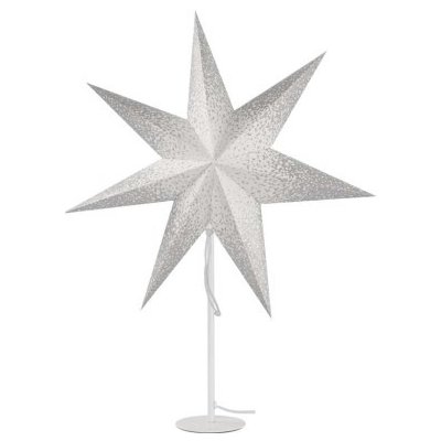 EMOS DCAZ14 LED hviezda papierová s bielym stojanom, E14, 25W, IP20, 67x45 cm, biela/strieborná